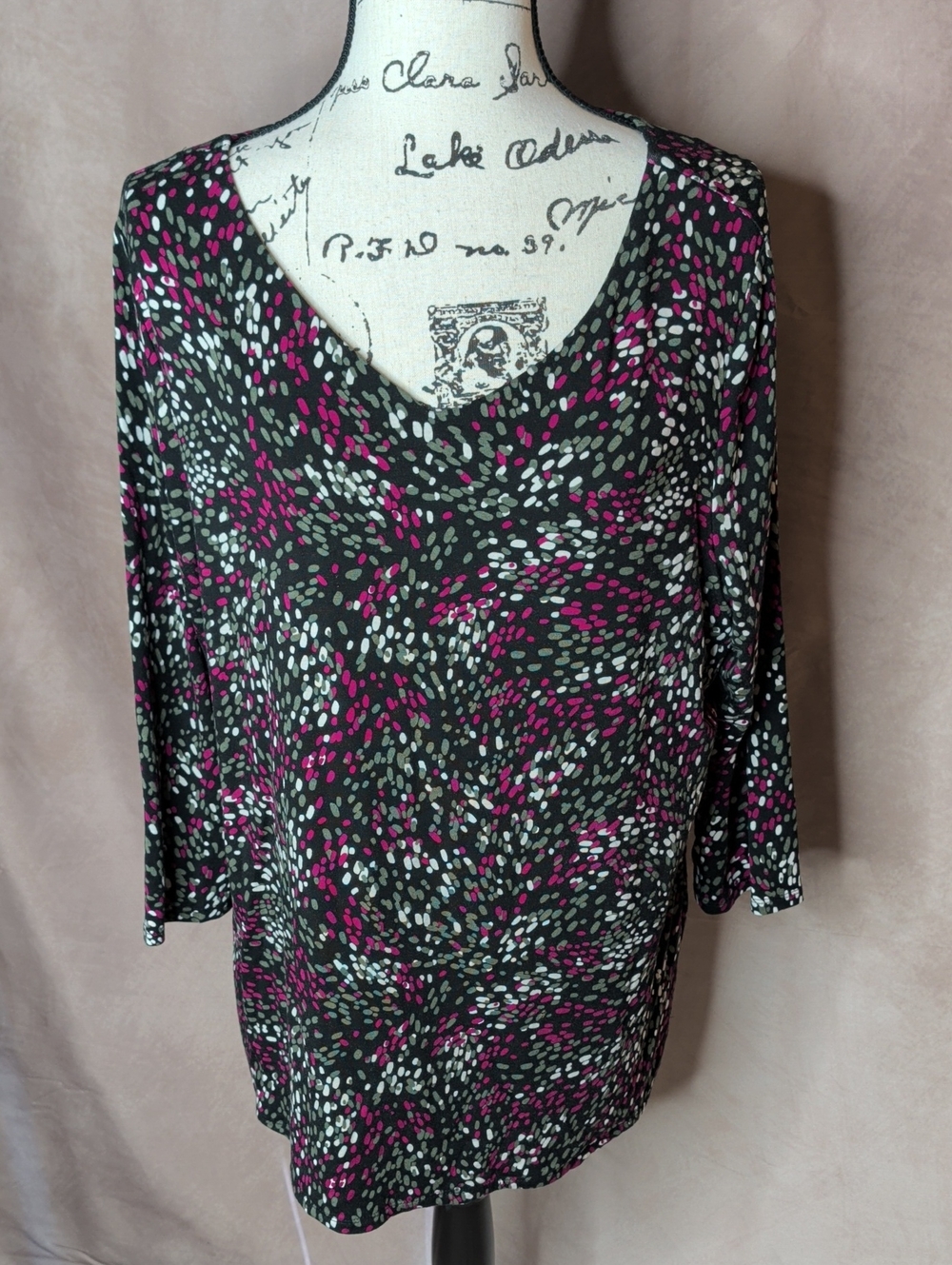 Chico's V-Neck 3/4 Sleeve Tunic Top Size XL